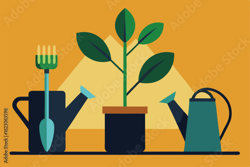 vector illustration of gardening tools
