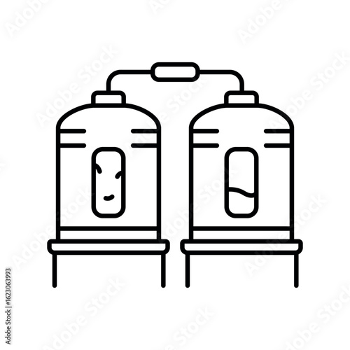 olive refining black line icon.