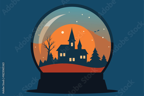 halloween snow globe with spooky village inside   (1).eps