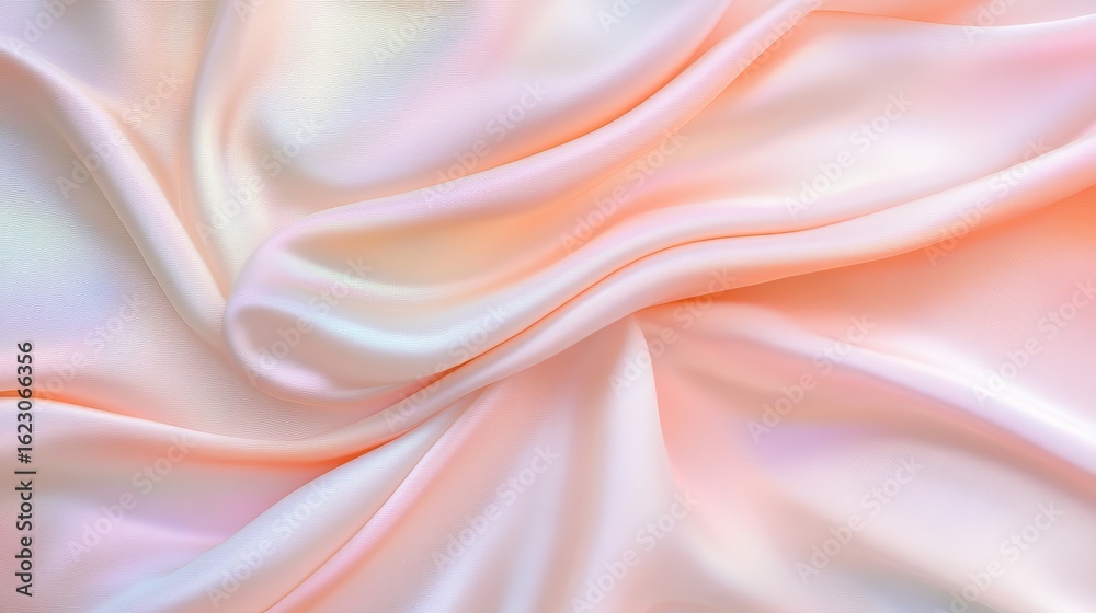 Fototapeta premium Peach Silk Drape Texture Abstract Background, Fabric Texture, Soft Pastel Colors Silk, Drape