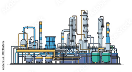 Industrial Factory Plant Vector Illustration

