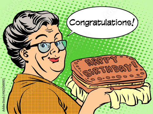 Grandma wishes a happy birthday cake