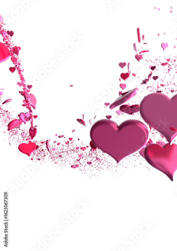 realistic isolated heart confetti on the transparent background for decoration and covering. Concept of Happy Valentine's Day,