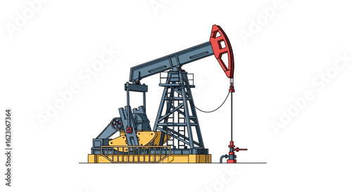 Oil Pump Jack Vector Illustration

