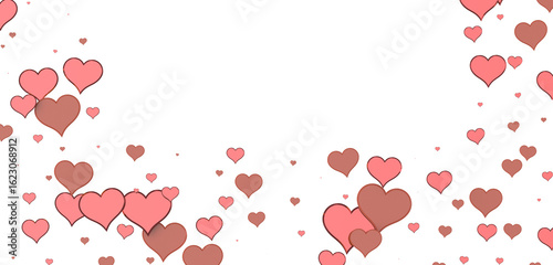 3D illustration of hearts falling