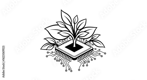 Green Tech Fusion: Electronic Plant Sprouting from Circuit Board
