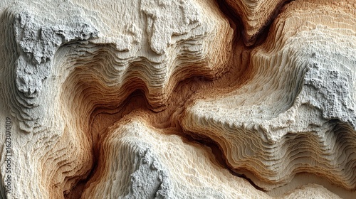 Fototapeta Naklejka Na Ścianę i Meble -  Abstract Topographic Background with Minimal Contour Lines in Sand Beige, Monochrome Earth Tones and Subtle Paper Texture, Scandinavian Minimalist Design