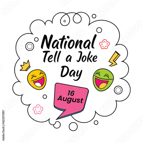 National tell a joke day august 16th with laughing emojis and comic elements
