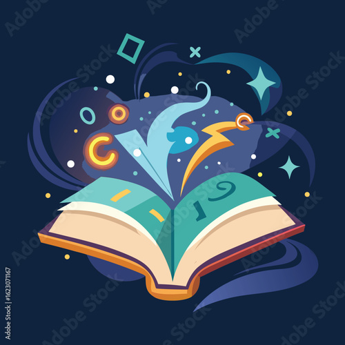 magic book with magic wand
