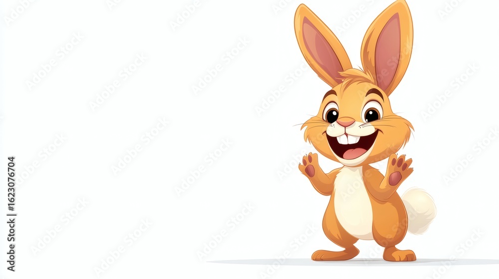 Obraz premium Cheerful cartoon rabbit illustration.