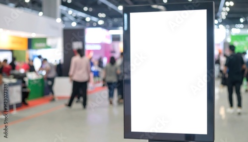 Blank digital billboard in convention hall