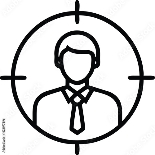 Target Audience Concept: A simple icon of a person in a target, illustrating the core concept of target audience, goal setting, or a marketing concept, perfect for business, marketing.
