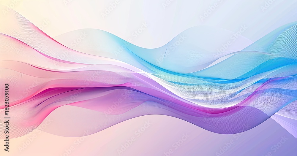 Fototapeta premium Abstract waves in soft pastel colors create a serene and calming visual effect.