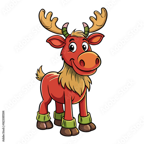 christmas reindeer with red ribbon