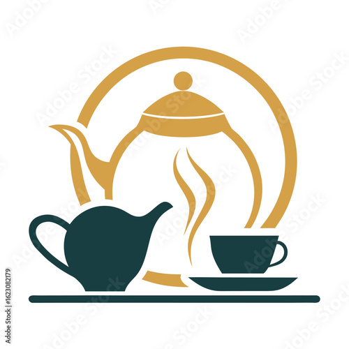     Tea house logo vector illustration.

