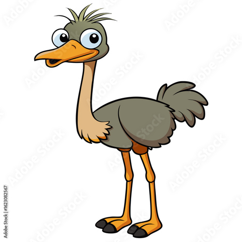 ostrich cartoon isolated on white