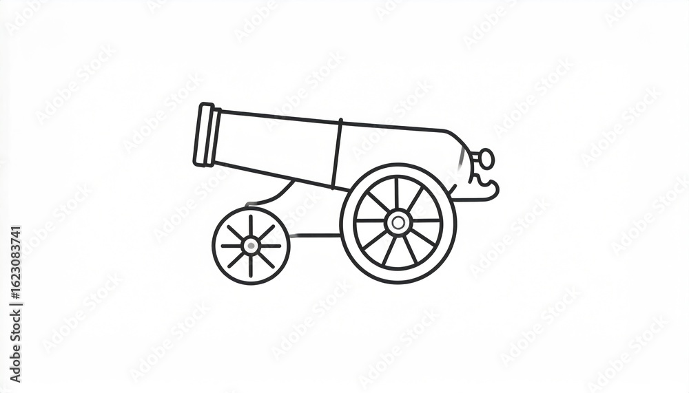 Naklejka premium Simple line drawing of a cannon