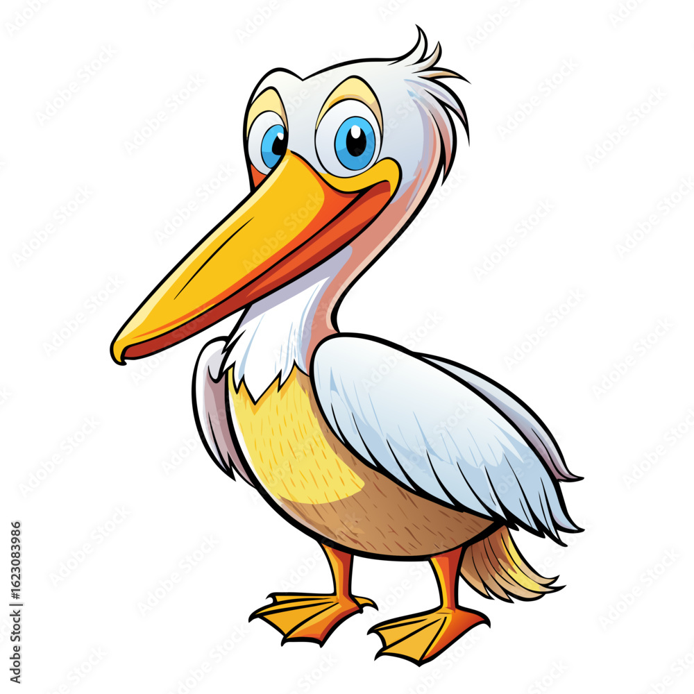 Fototapeta premium pelican cartoon isolated on white