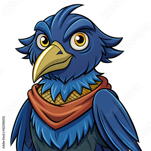 blue bird with an open beak