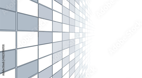 Abstract digital grid expanding into bright white light showing perspective and depth in a futuristic design