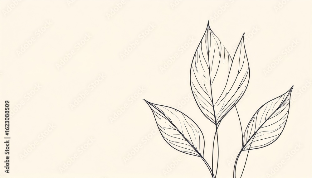 Fototapeta premium Delicate line drawing of leaves