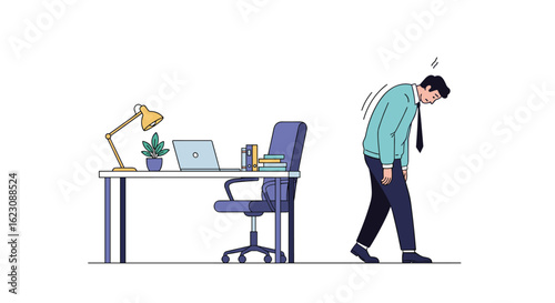 Exhausted businessman feeling drained after a long day at the office struggling with work overload and burnout symptoms