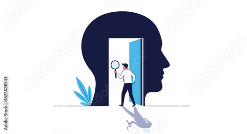 Discovering the inner world of the mind exploring thoughts and ideas through an open doorway