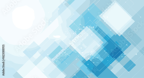 Abstract blue geometric shapes overlayed with faint sparkles and soft light effects creating a modern futuristic background design