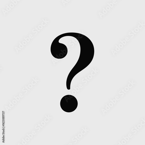 Black Question Mark Symbol on Light Gray Background Simple Graphic