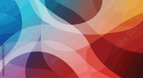 Abstract colorful overlapping circles creating a modern gradient background design with smooth translucent layers and dynamic visual flow