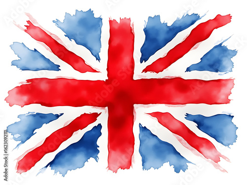 flag of united kingdom with watercolor. water color flag. watercolor painting