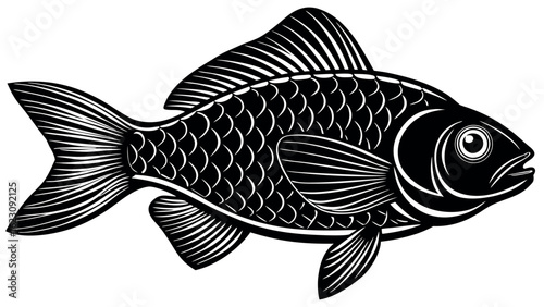 Stylized silhouette of a fish swimming gracefully in water with subtle ripples