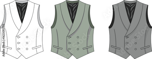 Classic Men's Formal Wear: A double-breasted suit vest with shawl lapels, a timeless and versatile piece for weddings and special occasions.