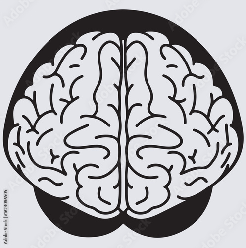 human brain  silhouette vector art illustration, human brain vector illustration