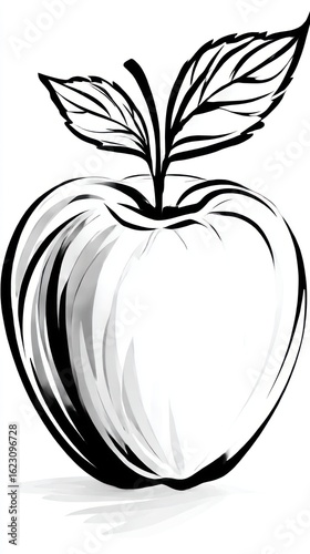 Simple black and white apple illustration