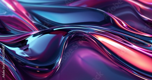 Abstract colorful waves of smooth, reflective material create a dynamic visual effect.