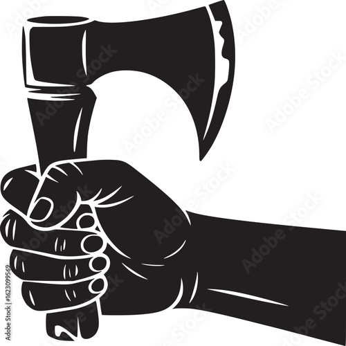 Hand Holding Hatchet Axe