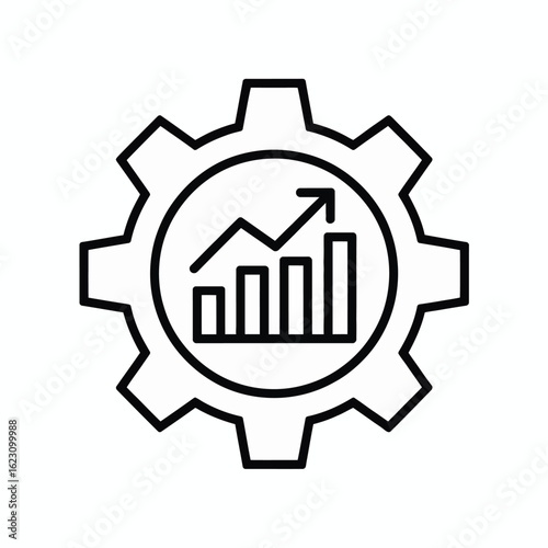 Gear with graph showing growth and progress in business concept