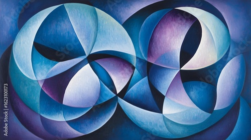 Wallpaper Mural Abstract Blue Purple Geometric Intertwined Circles Painting Torontodigital.ca