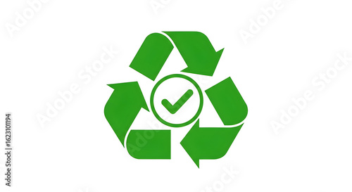 Recycle Symbol with Check Mark for Environmental Sustainability