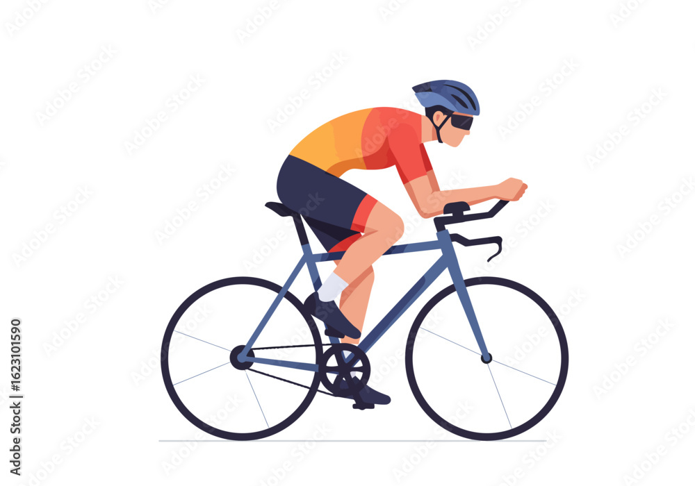 Fototapeta premium Focused cyclist races sporting gear and streamlined bike cutting through the air