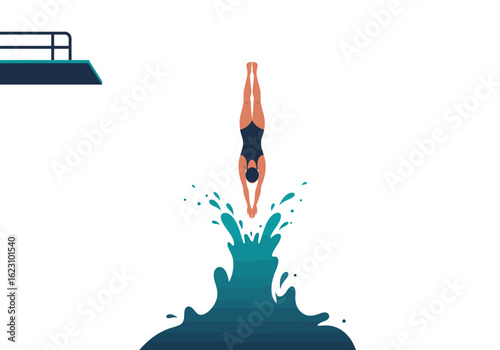 Plunging into the abyss A diver breaks the waters surface in a graceful dive