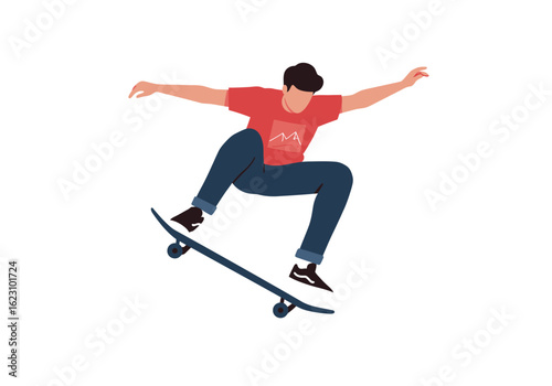 Airborne Thrill A skateboarder soars with effortless style