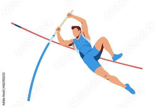 Pole Vaulting Athlete in Action