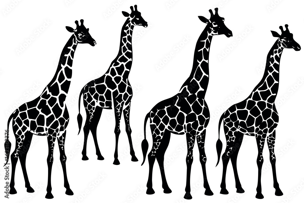 Naklejka premium Collection of six diverse black silhouettes of people in various poses and activities