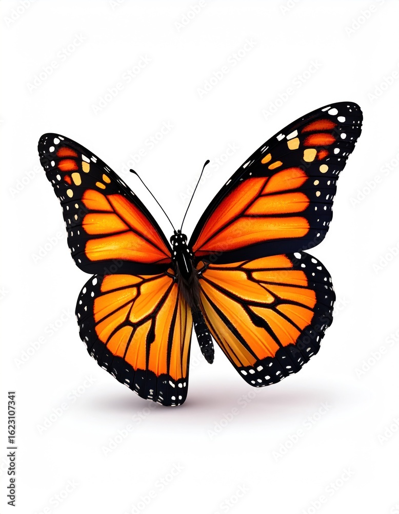 Fototapeta premium Orange butterfly on white background