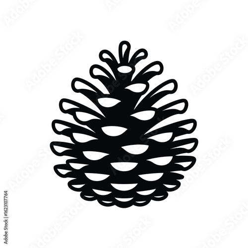 Black and white pine cone illustration for design elements