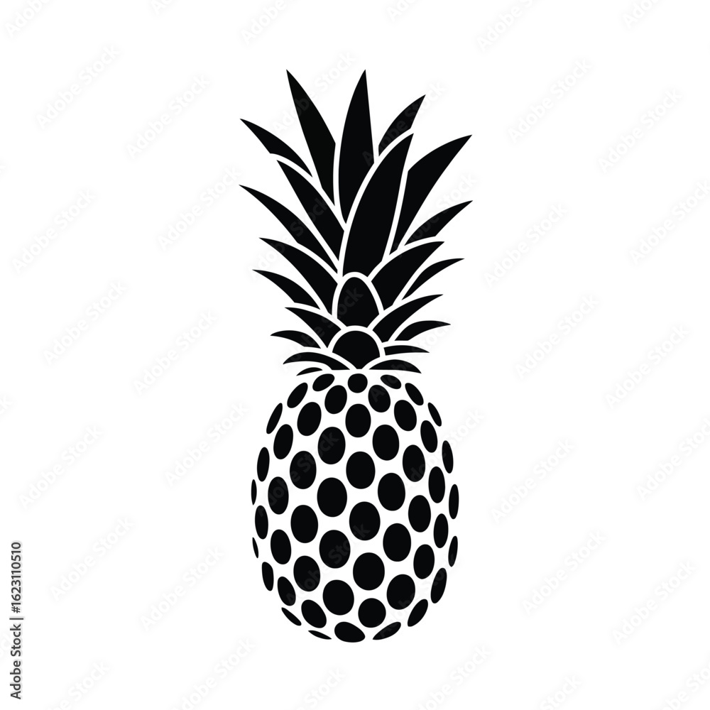 Obraz premium Black and white pineapple vector illustration on a white background