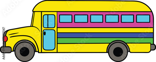 Multicolor School Bus Vector Illustrations for project.