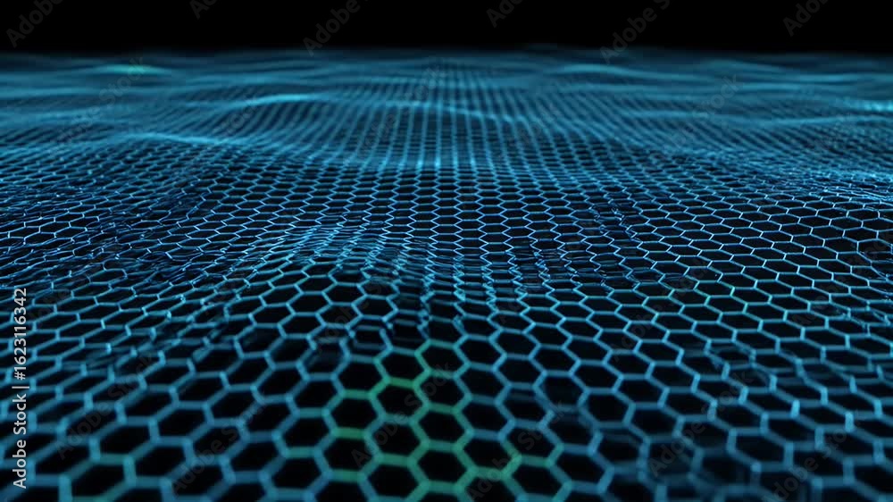 Abstract flowing blue grid pattern digital data network for technology and science projects